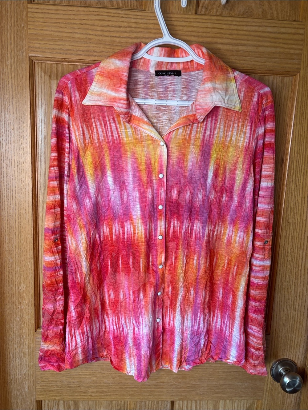 David Cline Sunset watercolour burnout button down 22.5” PTP